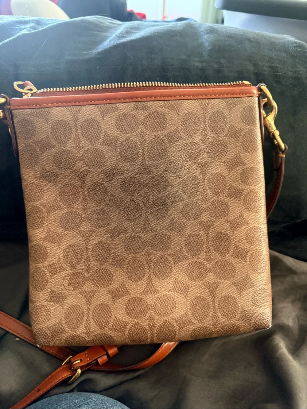 Coach Brown Signature Canvas and Leather Crossbody